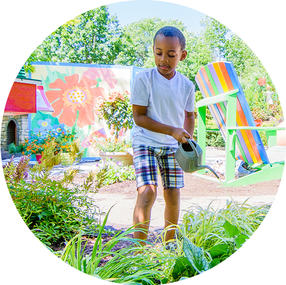 Young boy in Story Garden